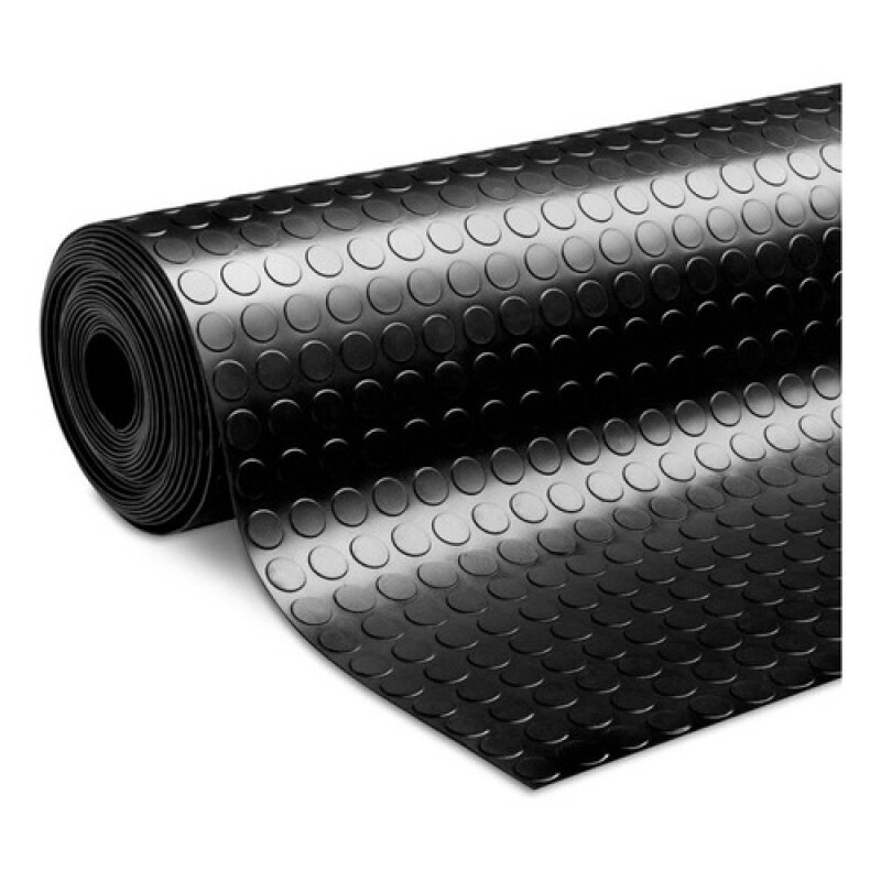 Piso de goma transitable diseño botones 1.6m x 1m Negro