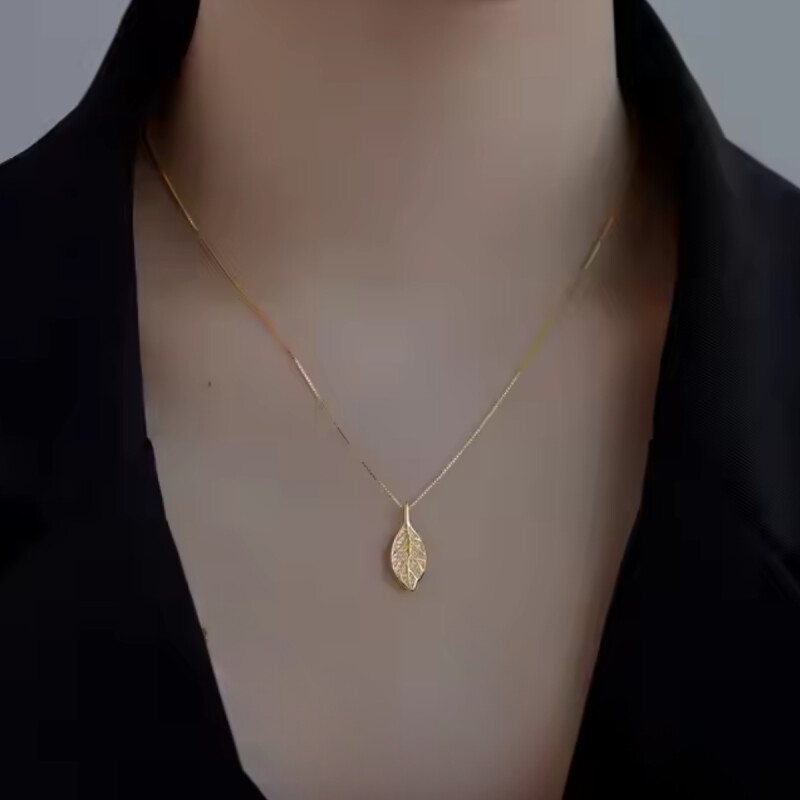 CONJUNTO HOJA CON BRILLOS , PLATA BAÑADA EN ORO - H9DY190524SGAB H9dy190524sgab