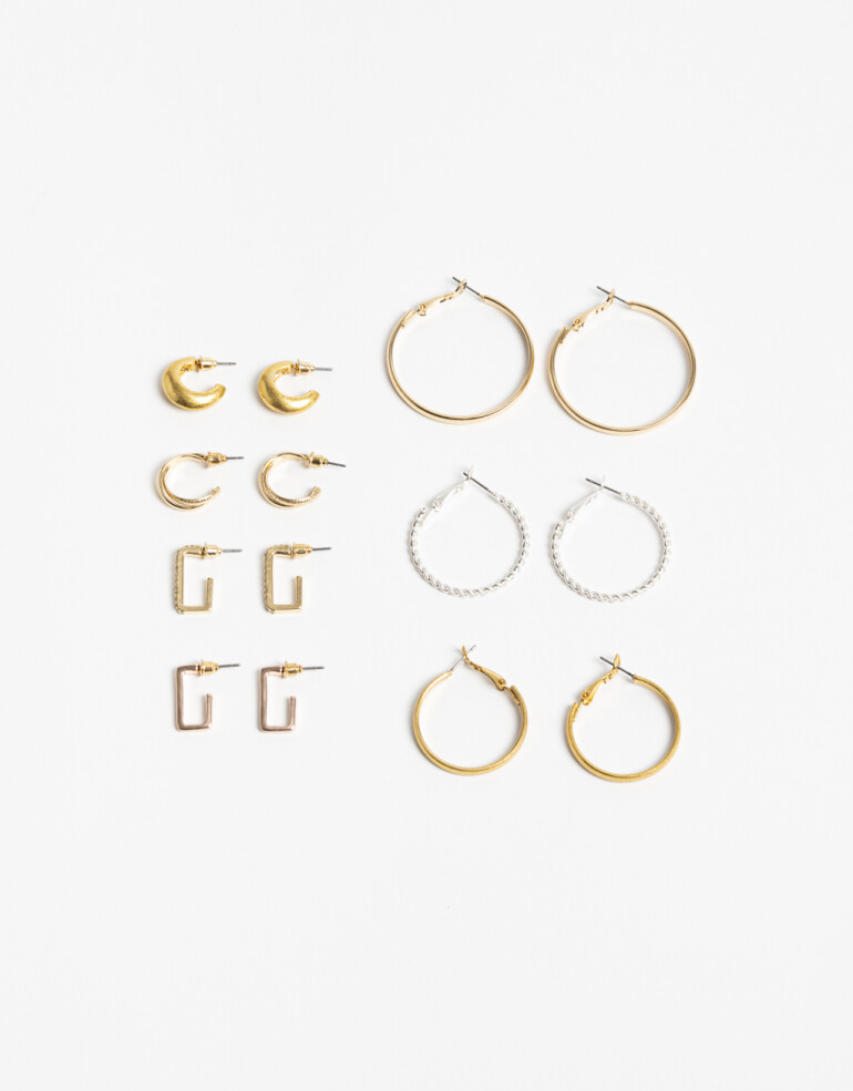 Aros Sets Set 7 Pares De Aros Mix Baños - Dorado