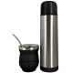 Set Termo Selecta 500ml + Mate + Bombilla Para Mate Y Bebidas Calientes Negro