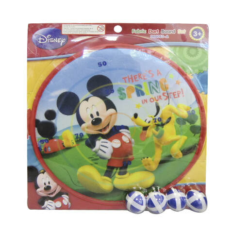 Juego Tiro Blanco Mickey Tablero Tela con 4 Pelotas Adhesiva U