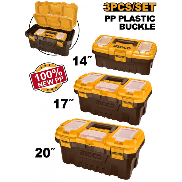 KIT X 3 CAJAS VALIJAS HERRAMIENTAS 14´´ 17´´ 20´´ BROCHE PLAST INGCO KIT X 3 CAJAS VALIJAS HERRAMIENTAS 14´´ 17´´ 20´´ BROCHE PLAST INGCO