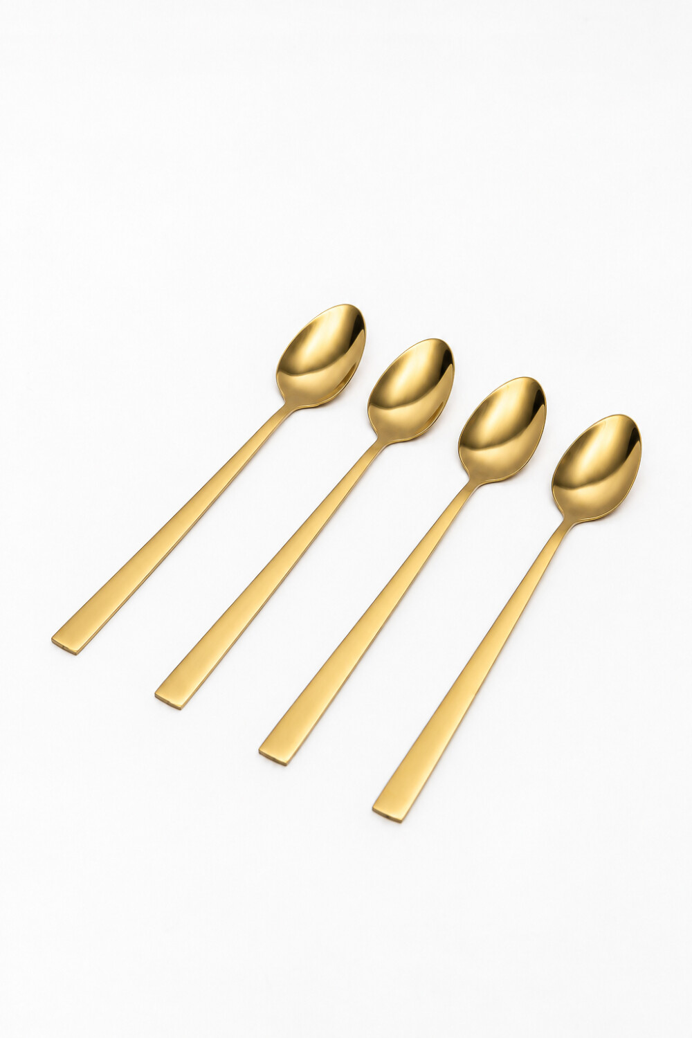 Cuchara Asher Mango Largo Set 4un,dorado Brillante Color Unico