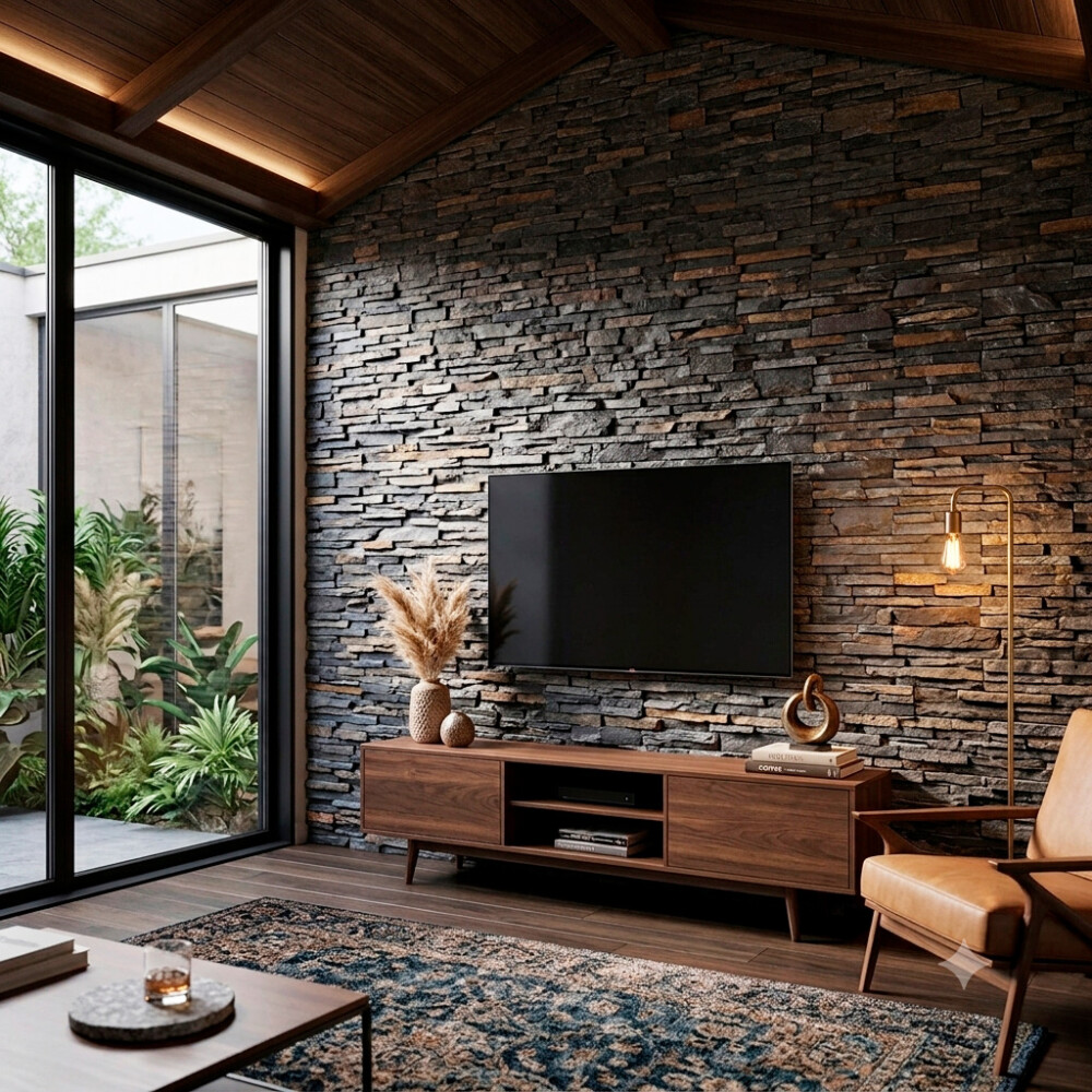 REVESTIMIENTO PIEDRA NATURAL BLACK CON RUSTY 20X55 CM Revestimiento Piedra Natural Black Con Rusty 20x55 Cm