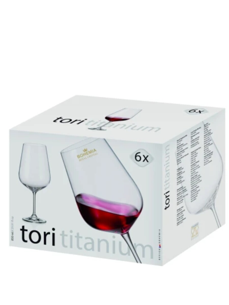 Juego de copas x 6 - cristal de bohemia Titanium x 600 ml 