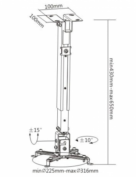 Soporte ajustable de techo para proyector Brateck PRB-2 hasta 20kg Soporte ajustable de techo para proyector Brateck PRB-2 hasta 20kg