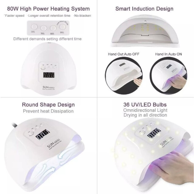 Secador De Uñas 80w Sun X 5 Plus Led Lámpara Secadora De Uña Secador De Uñas 80w Sun X 5 Plus Led Lámpara Secadora De Uña