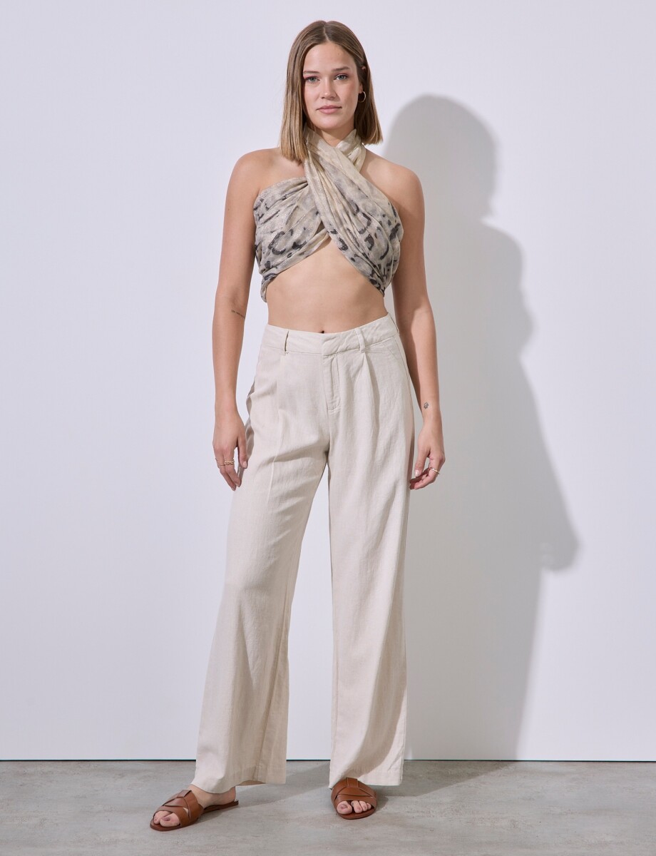 Pantalon Lino Wide - Beige 