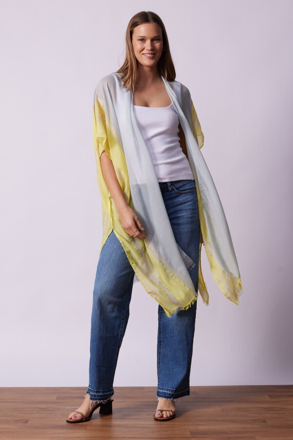 Kimono Lineas MULTI/CELESTE