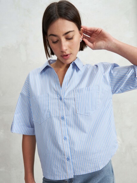 CAMISA STRIPE CELESTE