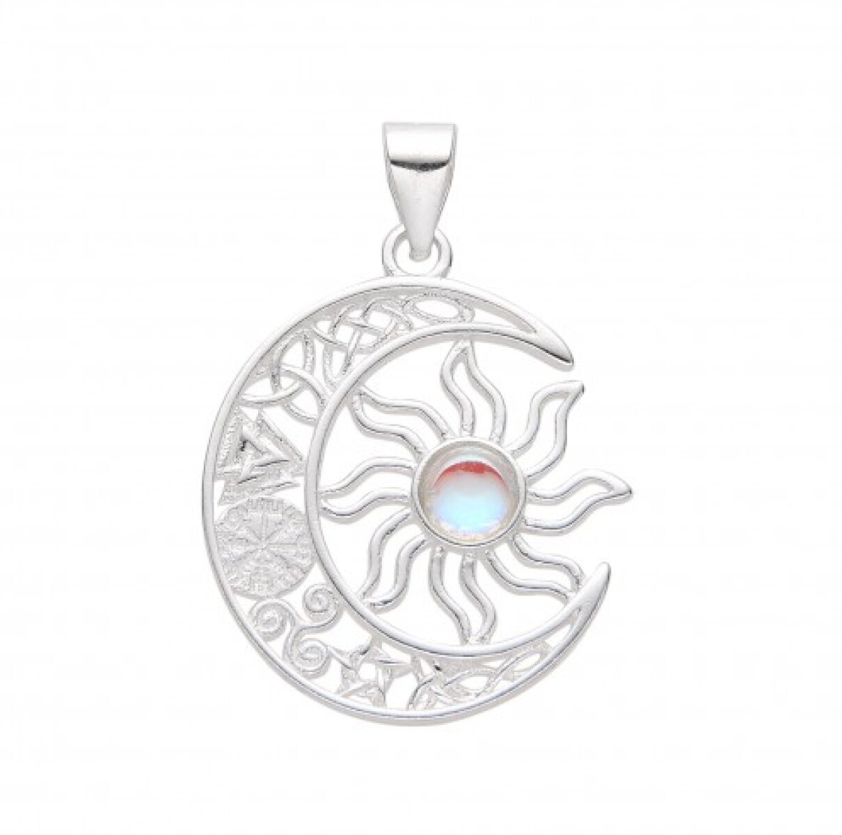 Dije de plata 925 y piedra de la luna, SOL Y LUNA. 