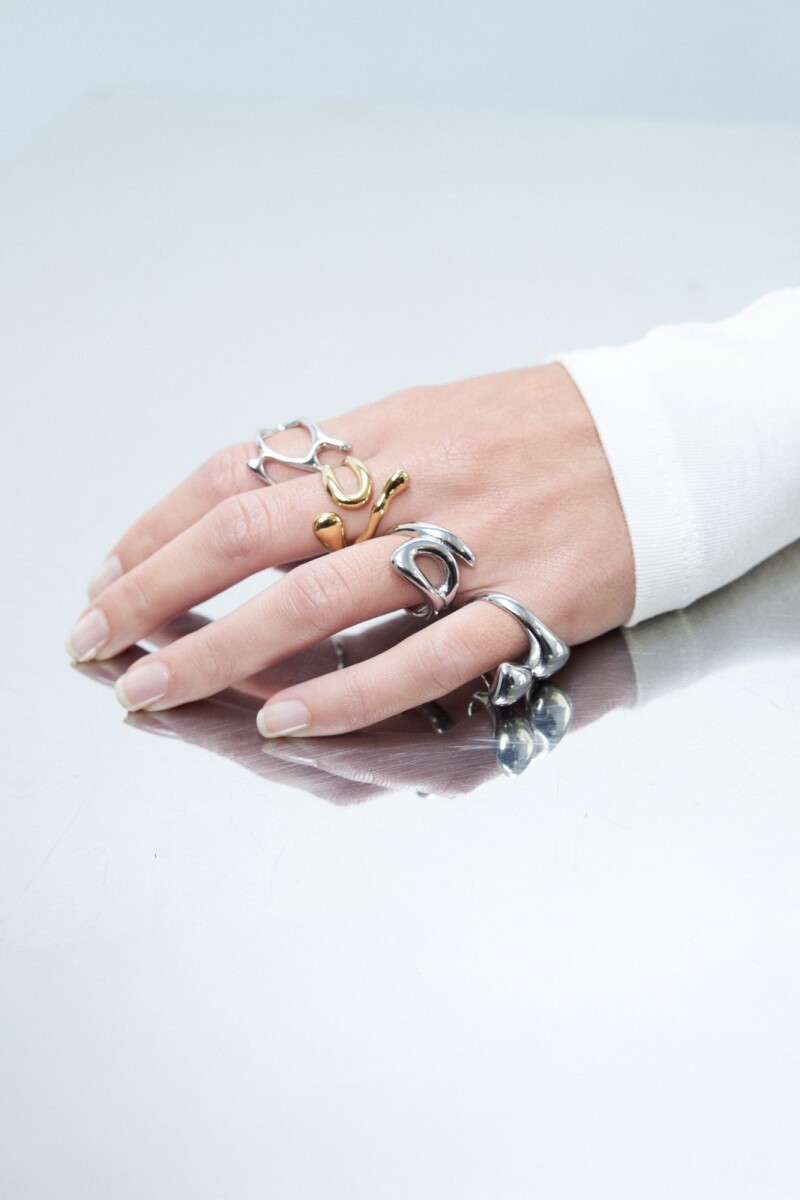 Anillo acero Wavy plateado