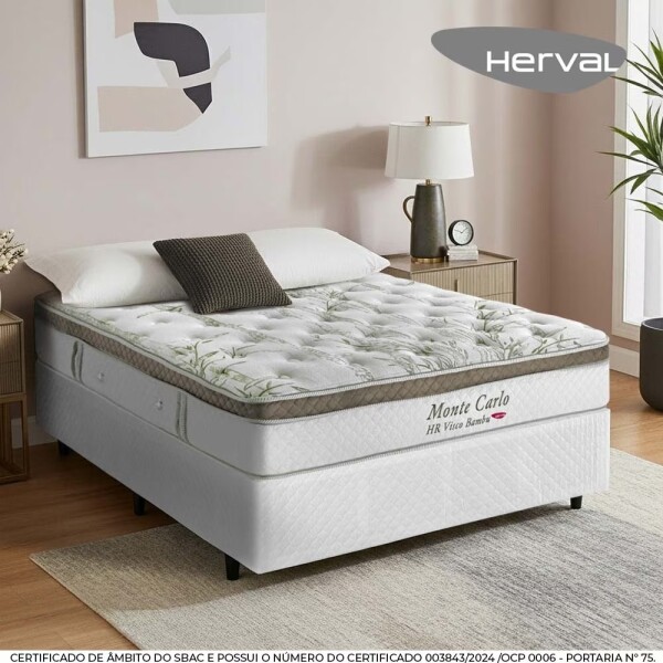 SOMMIER RESORTES POCKET - 2 PLAZAS (1.40 X 1.90 MTS) - MODELO MONTE CARLO - ESPUMA HR y PILLOW TOP SOMMIER RESORTES POCKET - 2 PLAZAS (1.40 X 1.90 MTS) - MODELO MONTE CARLO - ESPUMA HR y PILLOW TOP