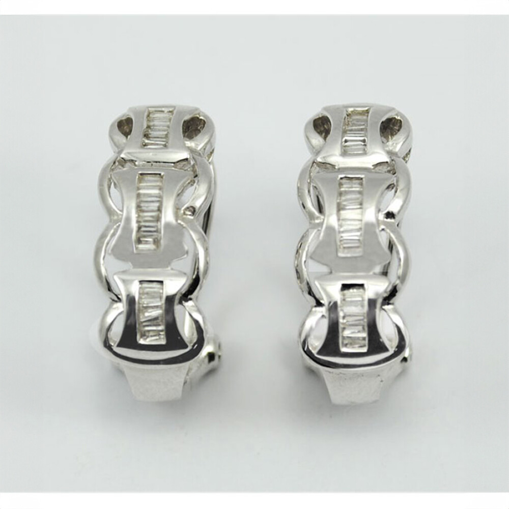 Caravanas Oro Blanco 18K Y Brillantes. Caravanas Oro Blanco 18K Y Brillantes.