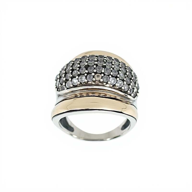 Anillo Cúpula-Plata y Oro-Piedra Zirconia-AN5365 conpiedra