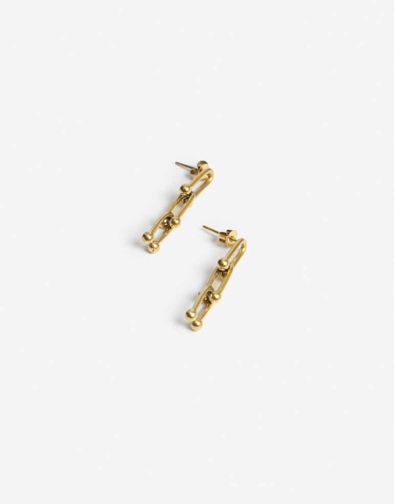 Aros Colgantes Cortos Metal Aros De Cadena De Acero - Dorado