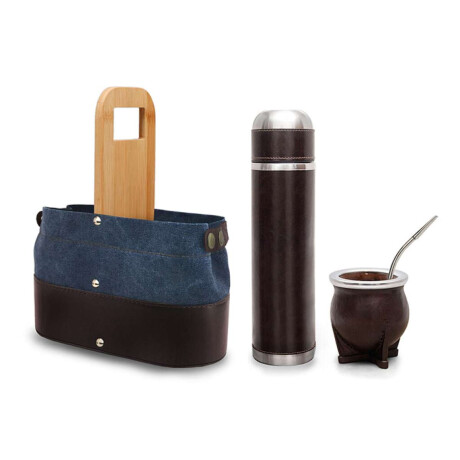 Kit Matero Centaurus Canvas Azul Con Chocolate