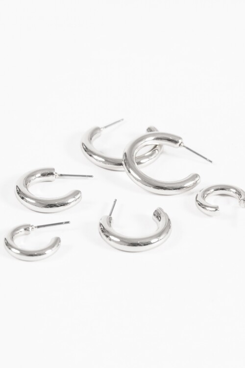 Set de tres aros bold plateado