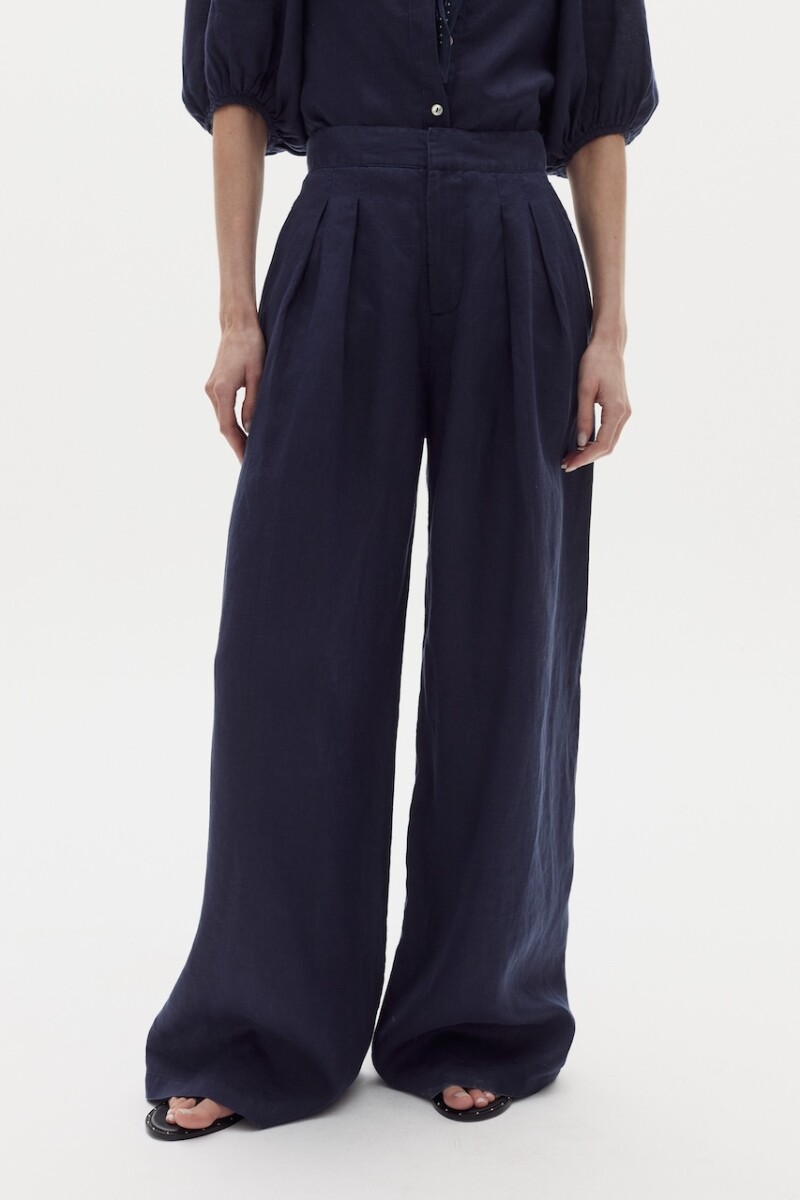 Pantalón Lara en Lino Navy