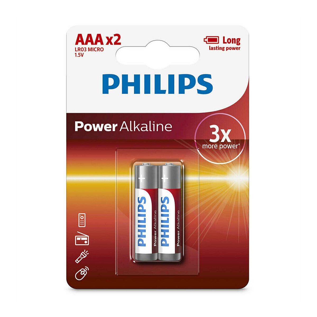 Pila alcalina Philips AAA x2 - Negro 
