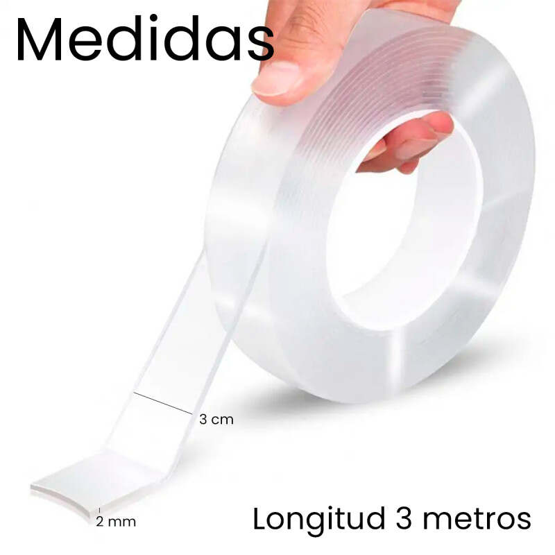 Cinta Adhesiva De Doble Cara Transparente 3mts X 3 Cm X 2mm