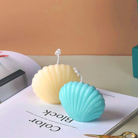 Vela decorativa shell Celeste