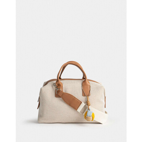 Cartera Bowling Con Charm Blanco Crudo