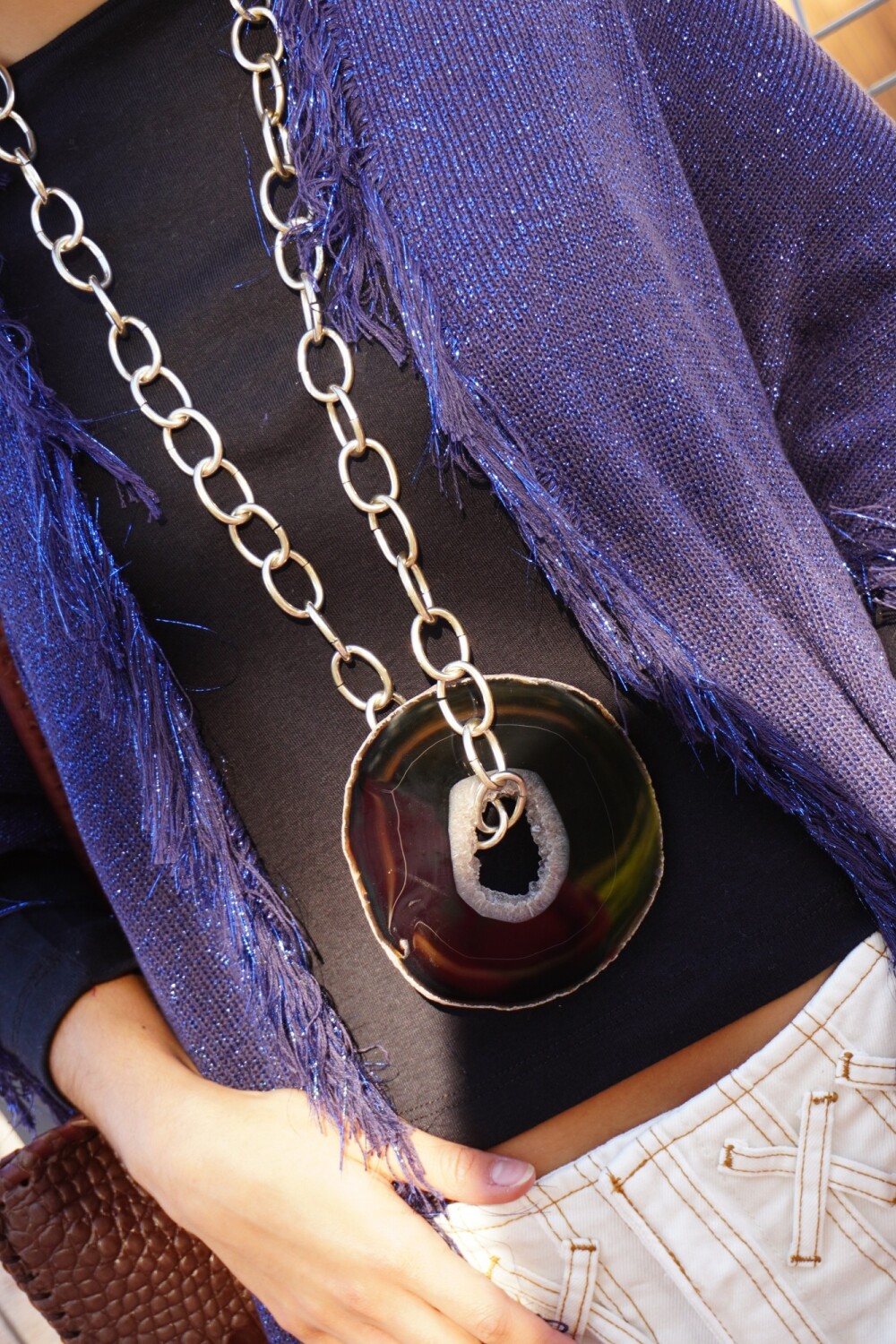 Agata Chain Necklaces Negro