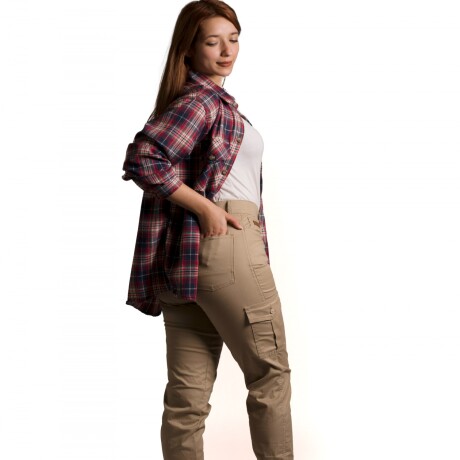 Camisa Viyela Dama rojo y azul