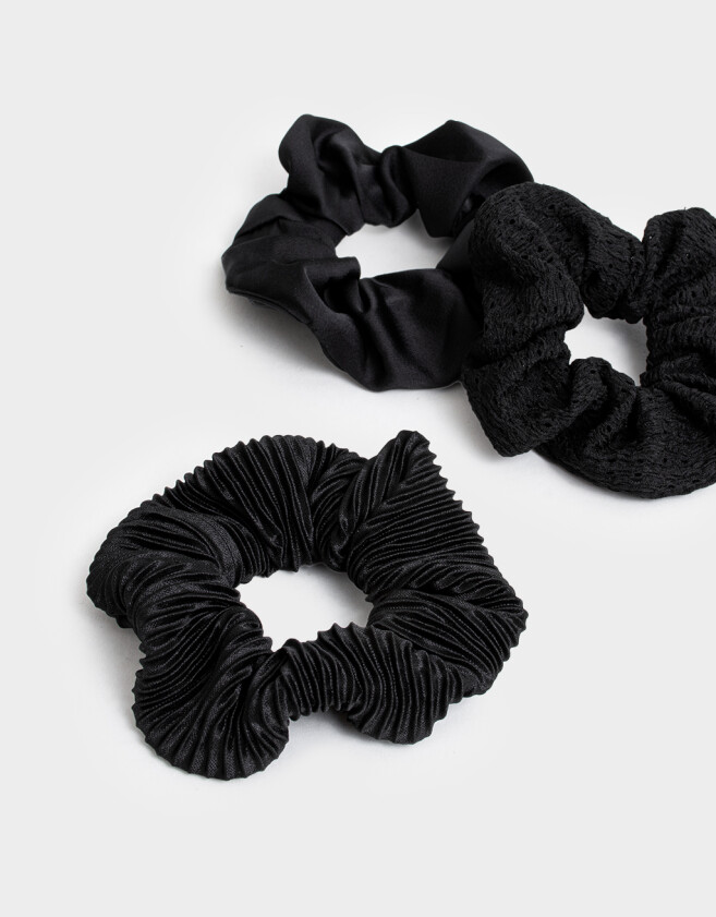 Skunzies Set por 3 Set De Scrunchies - Negro