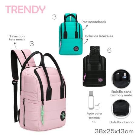 Mochila Trendy con Porta notebook y bolsillo de termo Turquesa