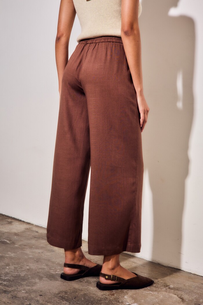 Pantalón Con Lino Cafe