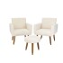 KIT 2 POLTRONA + PUFF HAVANA BEIGE ROBLES Kit 2 Poltrona + Puff Havana Beige Robles