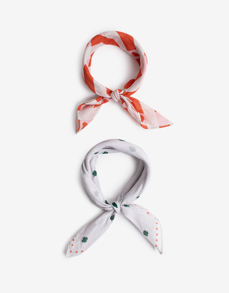 Pañuelos Raso Algodón Set X2 Pañuelos De Algodon Tamaño Pequeño - Combinacion Multicolor