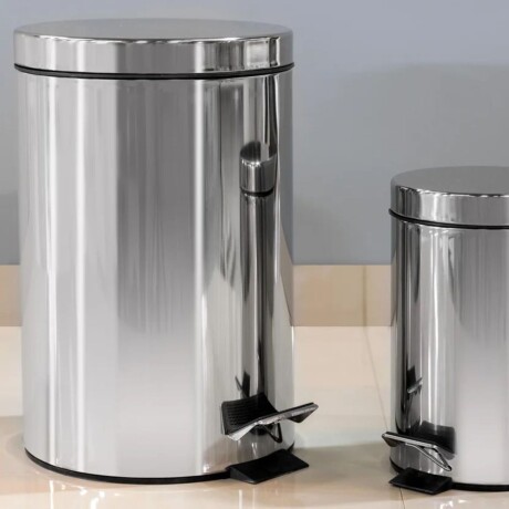 Set x2 papeleras acero inoxidable 3Lts y 12Lts Gris