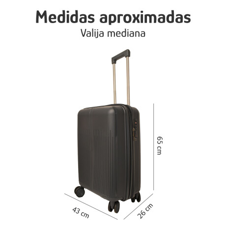 Set Valija Mediana Rígida + Almohadón Cervical Memoria Azul Gris Oscuro