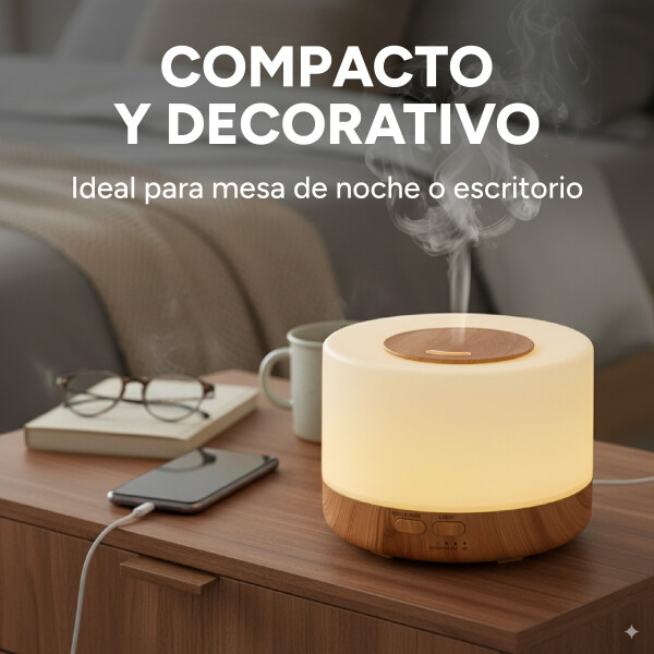Humidificador Atomizador Aromático Ambiente Madera Luces RGB Humidificador Atomizador Aromático Ambiente Madera Luces RGB