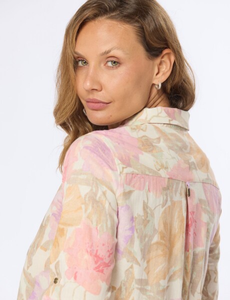 CAMISA DE LINO ESTAPADA Rosa