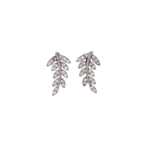 Caravanas Hoja-Plata 925-Piedra Zirconia-CA3089 conpiedra