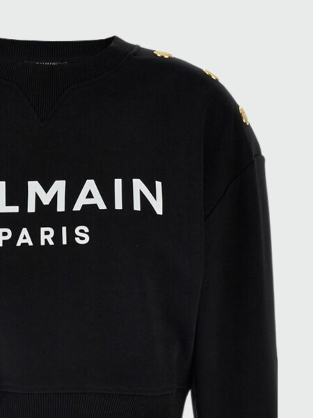 Balmain - Buzo de algodón con logo Balmain Paris Negro
