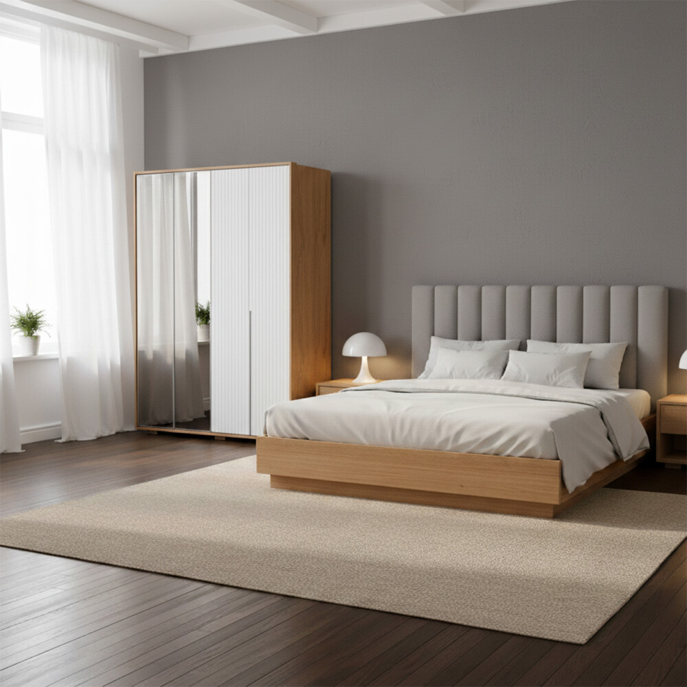 Ropero Puertas Batientes Reflecta 1.8 - Moderna Marron y Arena