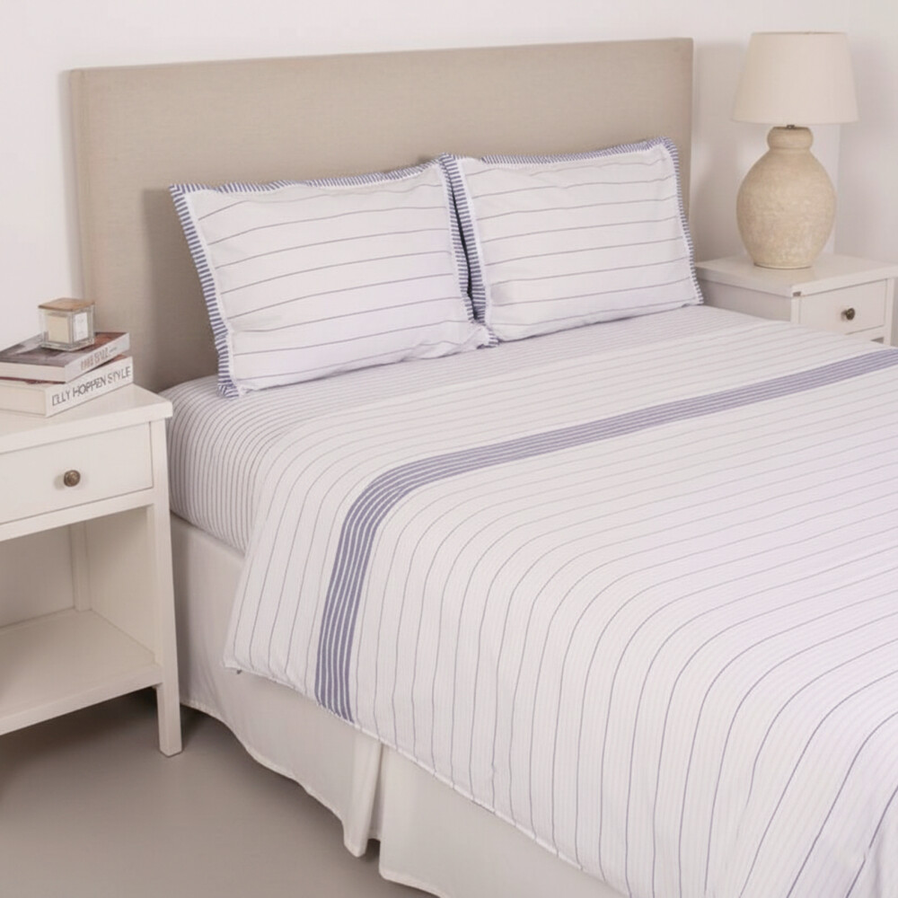 Juegos de Sabanas Queen 200 Hilos Nina - Pilar Rayas Azul