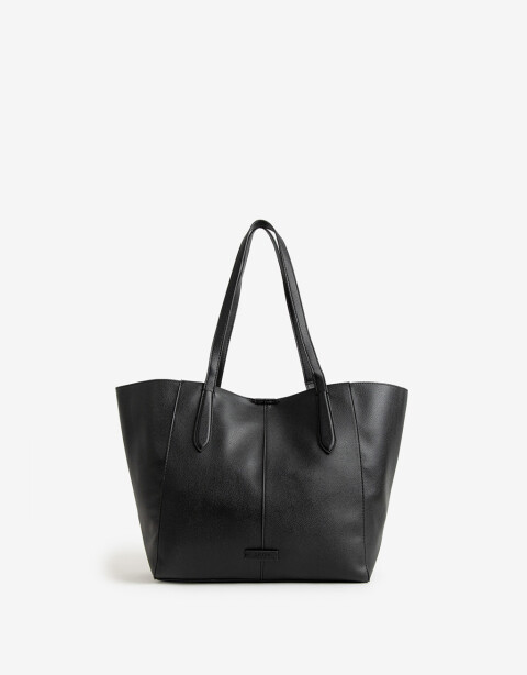 Shopper Shopper Con Doble Asa Corta De Hombro - Negro