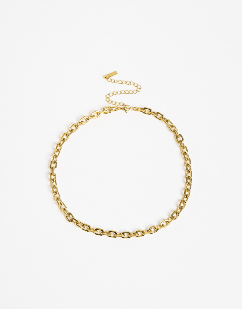 Collares Cortos Metal Collar De Cadena Eslabones Acero - Dorado