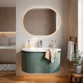 CONJUNTO DE BAÑO HABITARE MODELO LT6004-80 / MUEBLE PVC+ BACHA + ESPEJO CIRCULAR C/ LUZ LED - 80 cm Conjunto De Baño Habitare Modelo Lt6004-80 / Mueble Pvc+ Bacha + Espejo Circular C/ Luz Led - 80 Cm