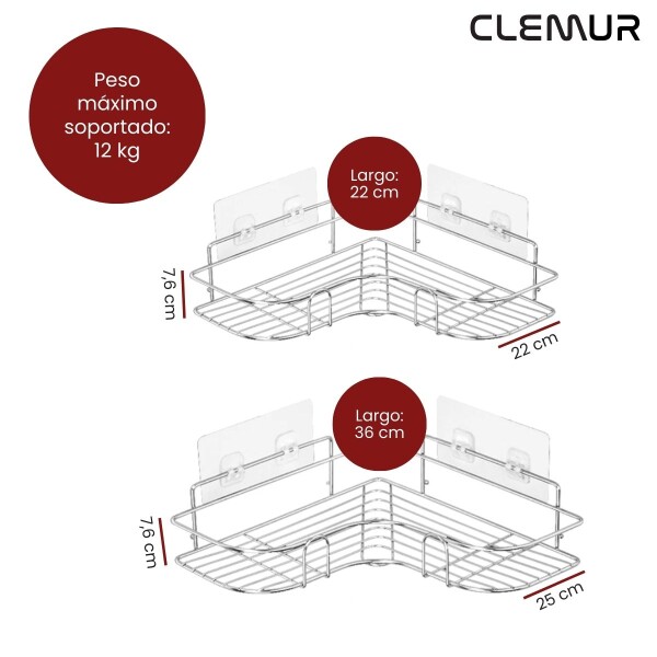 Organizador de Baño Esquinero Adhesivo Repisa de Ducha Set x2 Plateado Organizador de Baño Esquinero Adhesivo Repisa de Ducha Set x2 Plateado