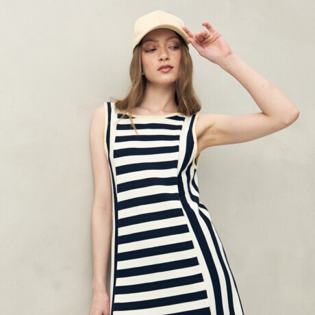 VESTIDO TESSA Blanco/Azul