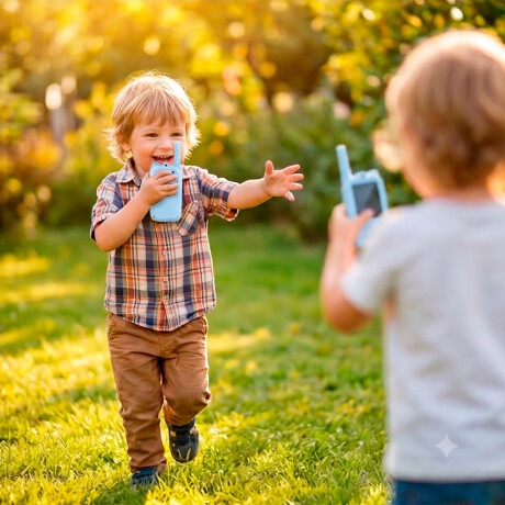 Walkie Talkies X2 Infantil Camara Pantalla Recargable Celeste