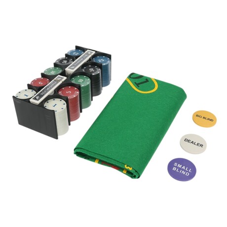 SET DE 200 FICHAS DE POKER + CARTAS + PAÑO SET DE 200 FICHAS DE POKER + CARTAS + PAÑO