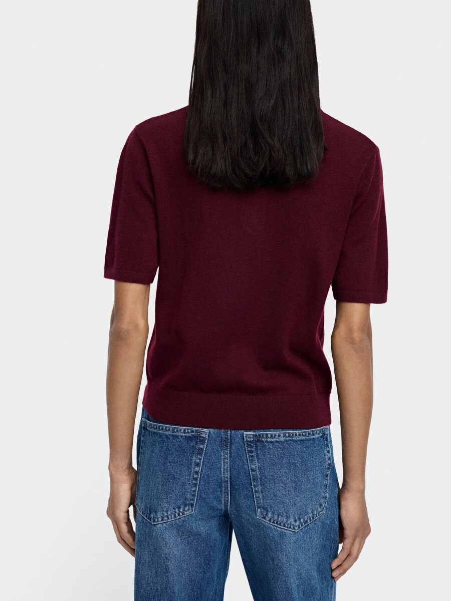 Jersey De Punto De Manga Corta burdeos